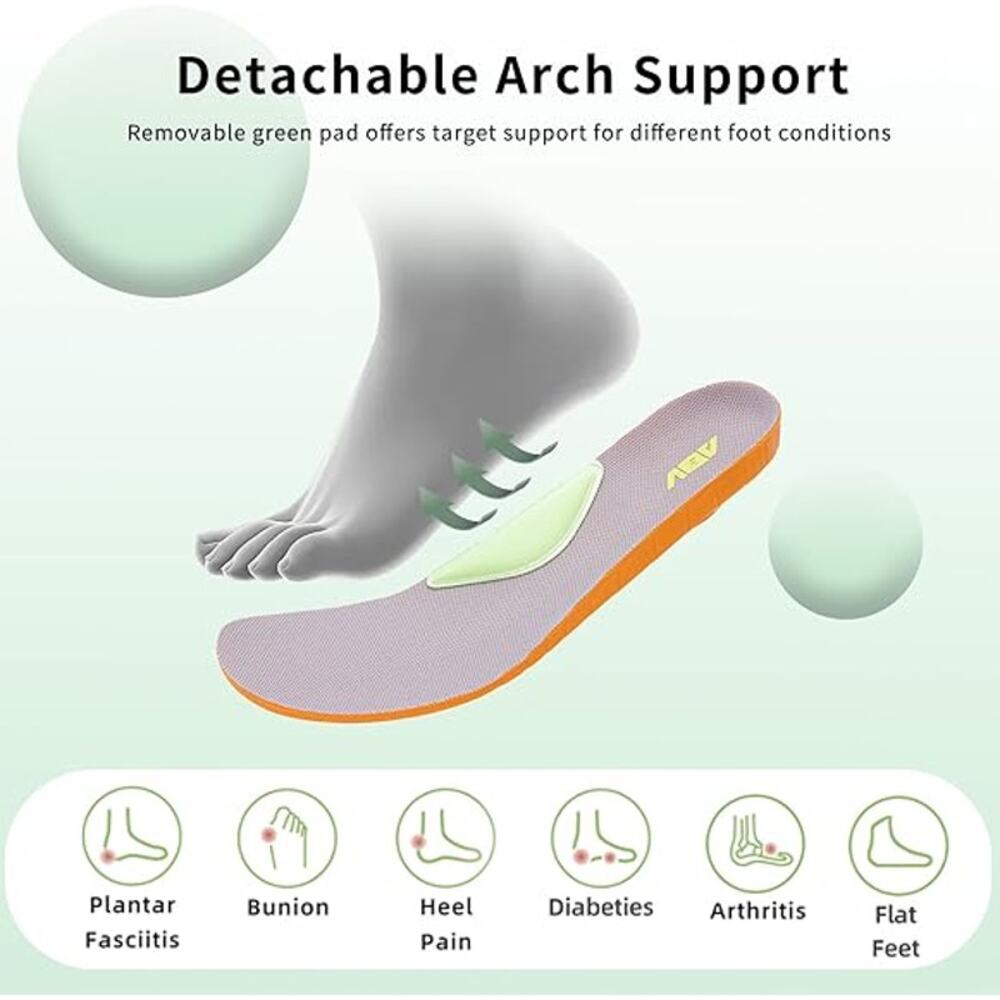 New AOV Womens Size 8.5 White Wide Toe Box Arch Support Orthotic Walking Shoes - Picture 3 of 6